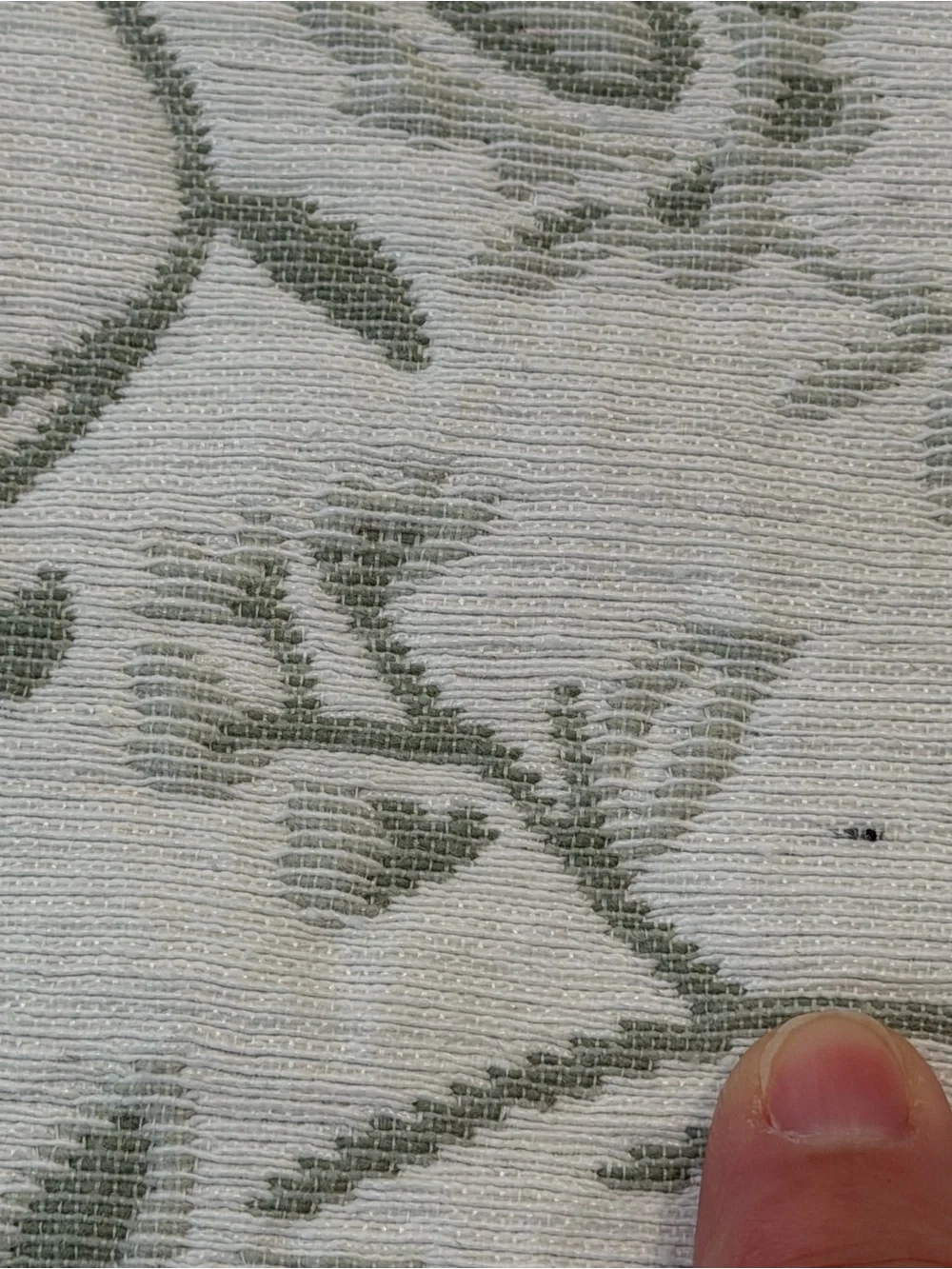 Floral Vine Jacquard Tablecloth sage green white reversible 83” x64” cotton blnd